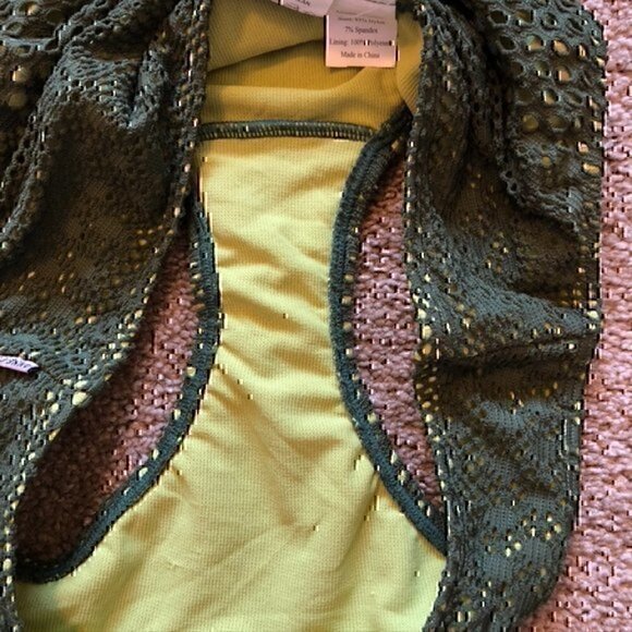 NEW NWT ANNE COLE LOCKER Olive Lime Green Crochet Mesh Bikini Swim Bottom Small - Picture 5 of 7
